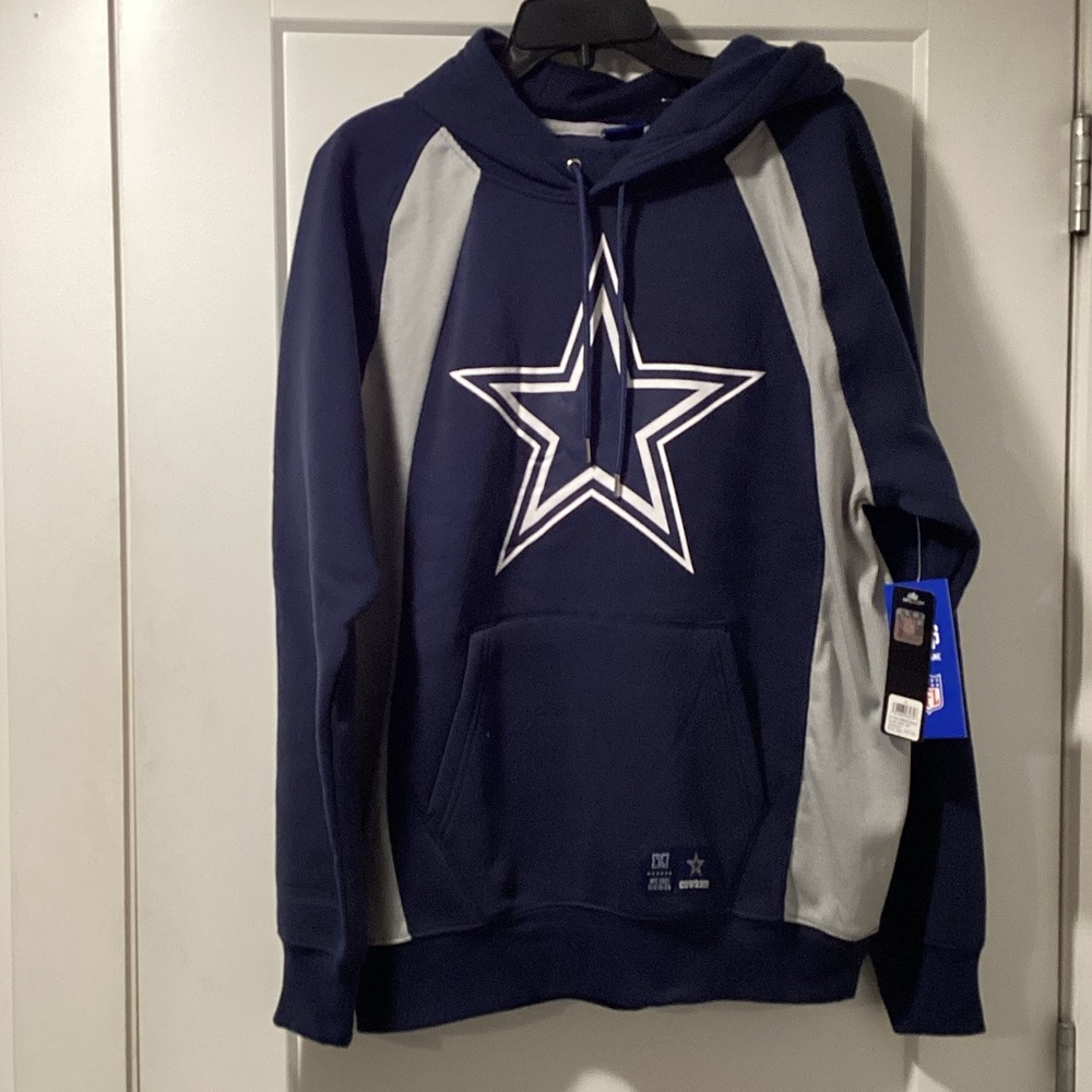 NWT NFL‎ Ultra Game Size M Cowboys Navy and Gray Star Hoodie